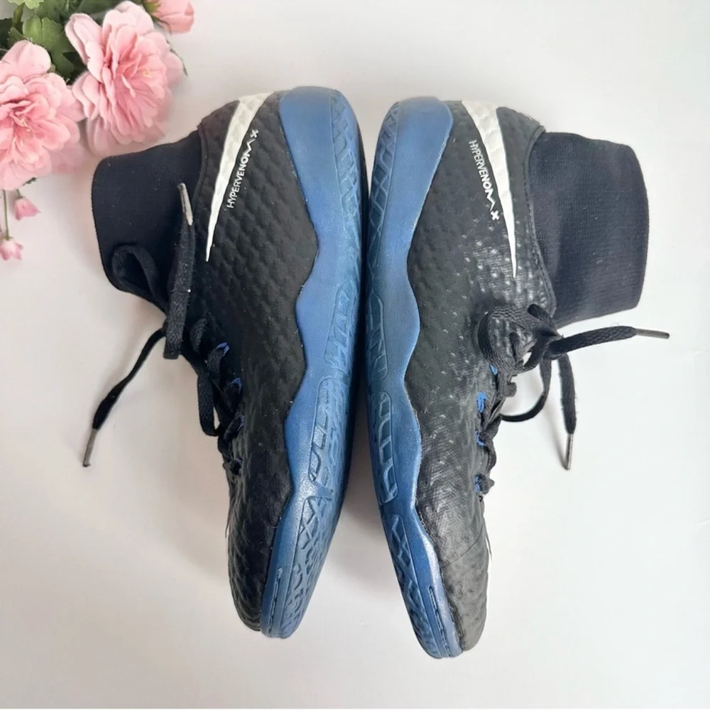 Nike Kids Jr. Hypervenomx Phelon III Dynamic Fit Black White Blue Indoor Shoes